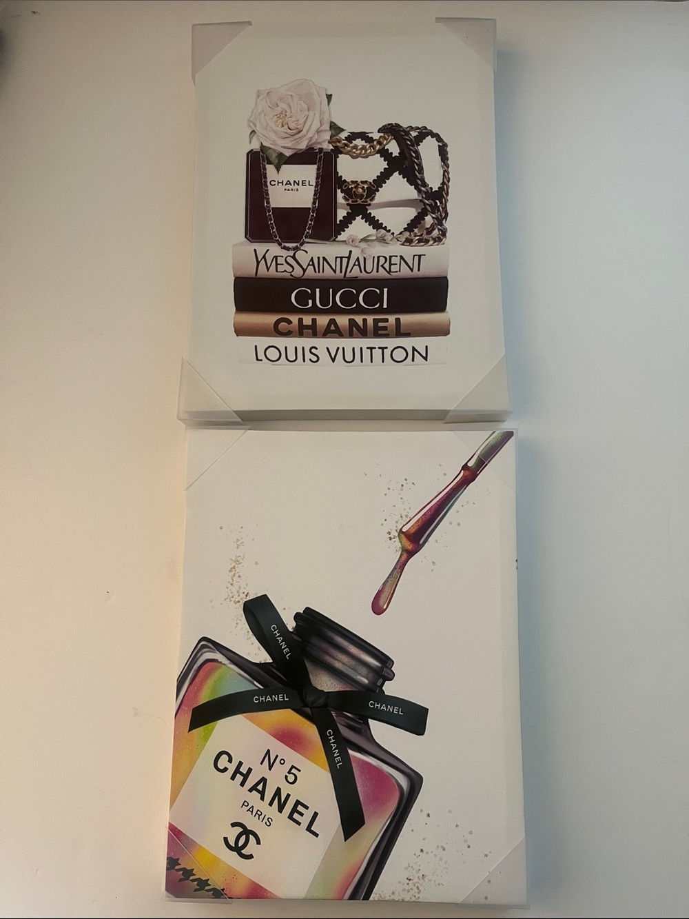 NWOT Framed Chanel No.5 Canvas Art prints with Black Accents bundle